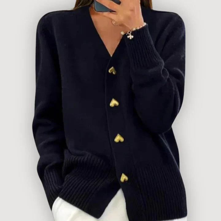 BELLA – HEART BUTTON CARDIGAN