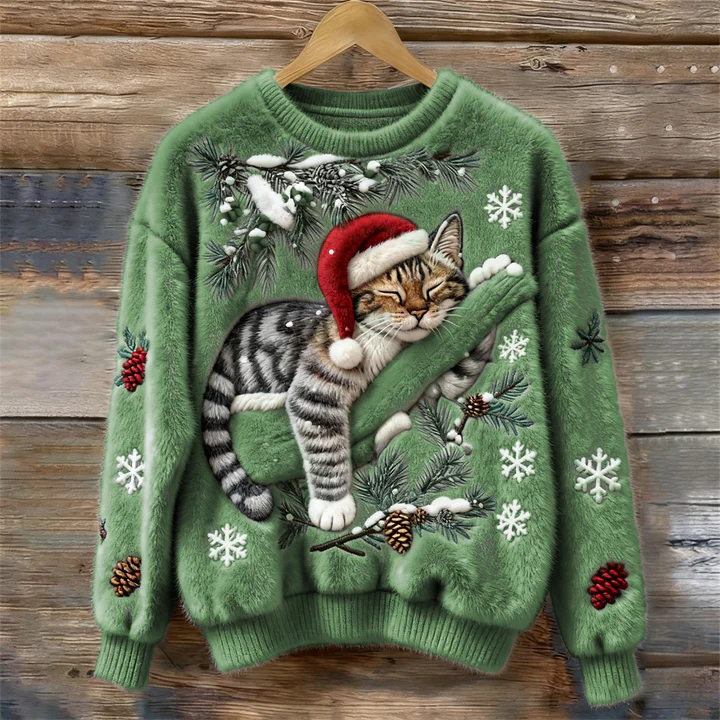 Niamh | Soft Festive Sweater with Cat Detail