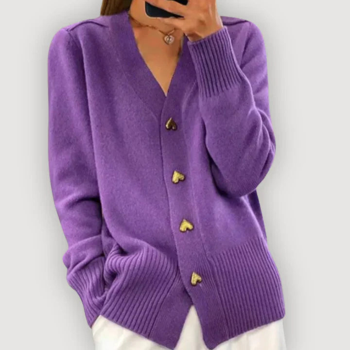 BELLA – HEART BUTTON CARDIGAN