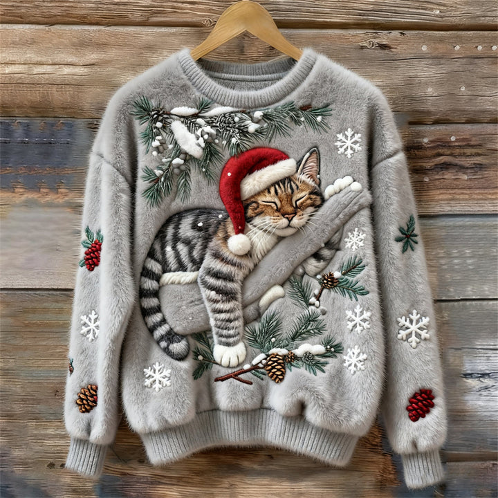 Niamh | Soft Festive Sweater with Cat Detail
