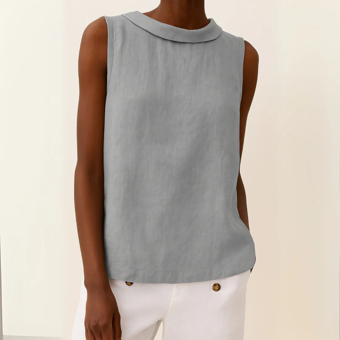 Avice | Sleeveless Roll Collar Top