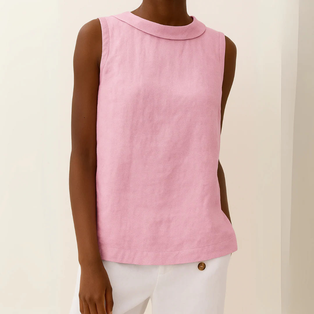 Avice | Sleeveless Roll Collar Top