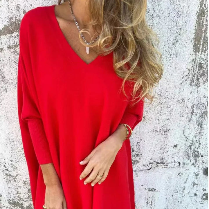 Lyndra | Cozy Loose Fit V-Neck Top